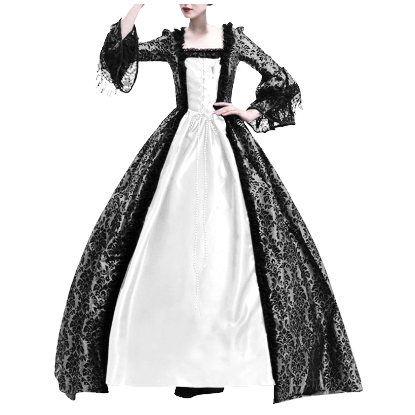 Evening Gown - コスプレ中世宮殿プリンセスドレス大人ヴィンテージイブニングドレス女性のためのレースロングセクシーパーティーハロウィンコスチューム