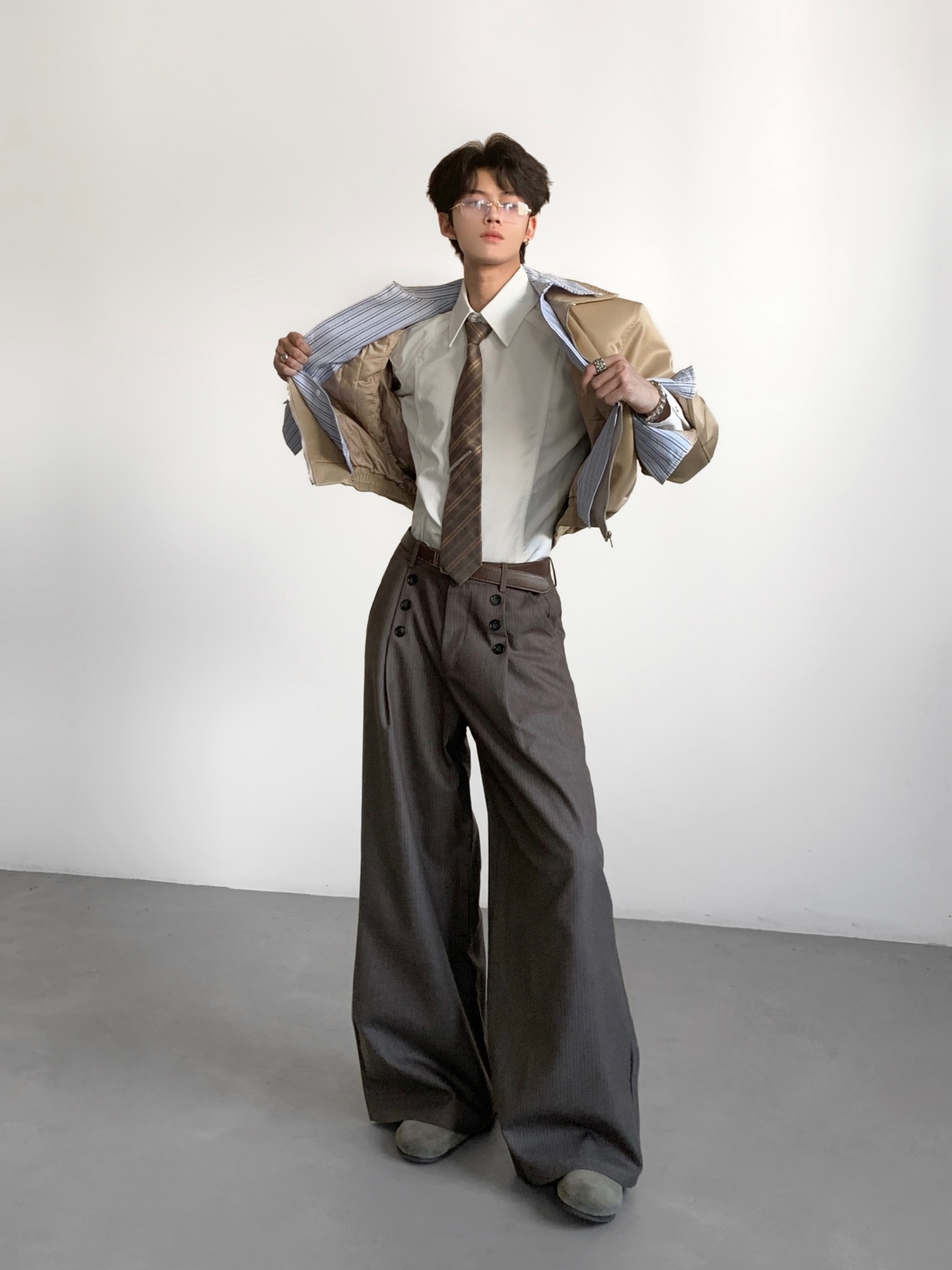エーステーラーズ メンズカジュアルストライプスーツパンツ ル - Tailored Trouser Wide のレビューと価格