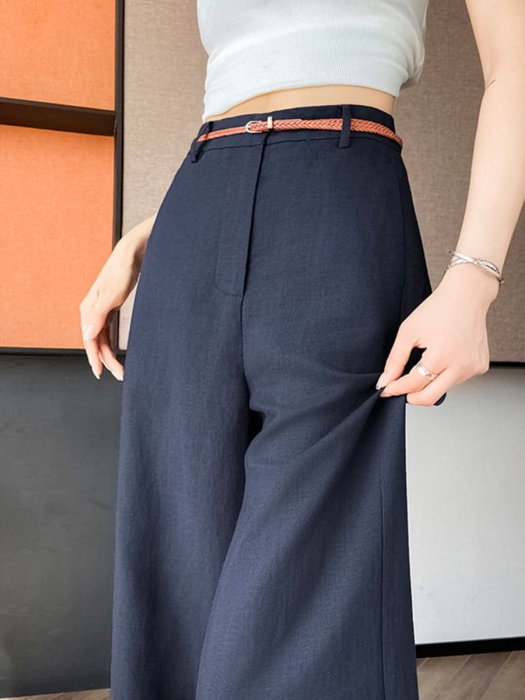 ハイウエストナローカットリネンコットンワイドレッグパンツ女性 - Tailored Trouser Wide のレビューと価格