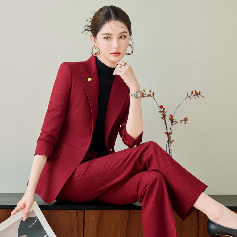 レッドスーツセット 女性用 秋冬 高級感のある服装 エレガン - Women'S Red Formal Wear のレビューと価格