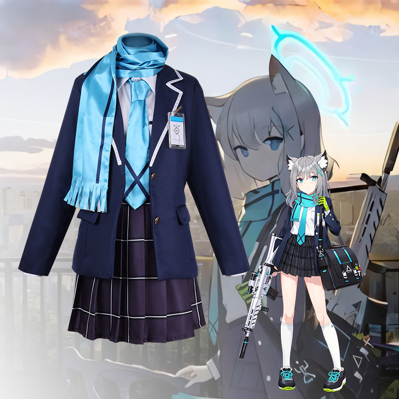 アニメ風のネイビーの制服風ブレザー、チェック柄スカート、スカ - Womens Blazer のレビューと価格